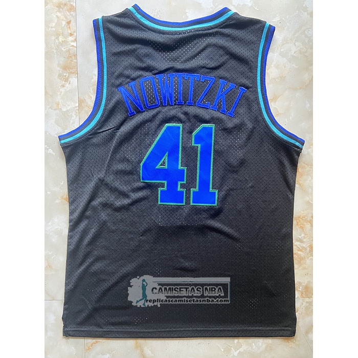 Camiseta Nino Dallas Mavericks Dirk Nowitzki NO 41 Mitchell & Ness 1998-99 Negro